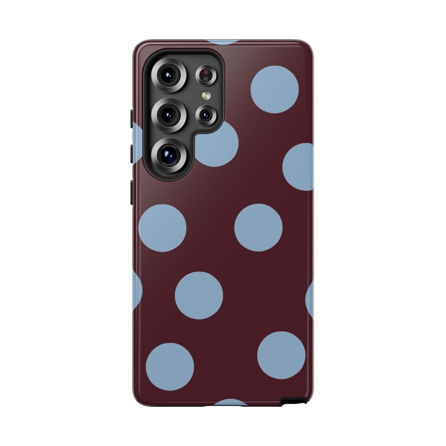 Polka Dot Phone Case — Maroon & Sky Blue Tough Protective Cover