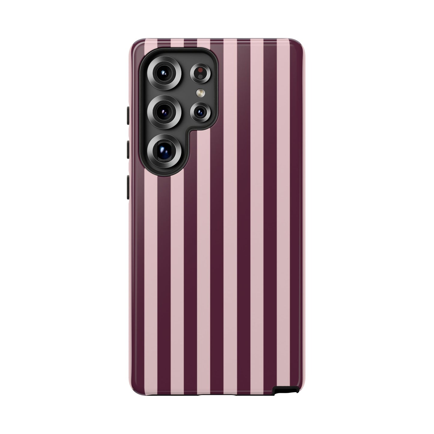 Pink & Burgundy Striped Tough Phone Case