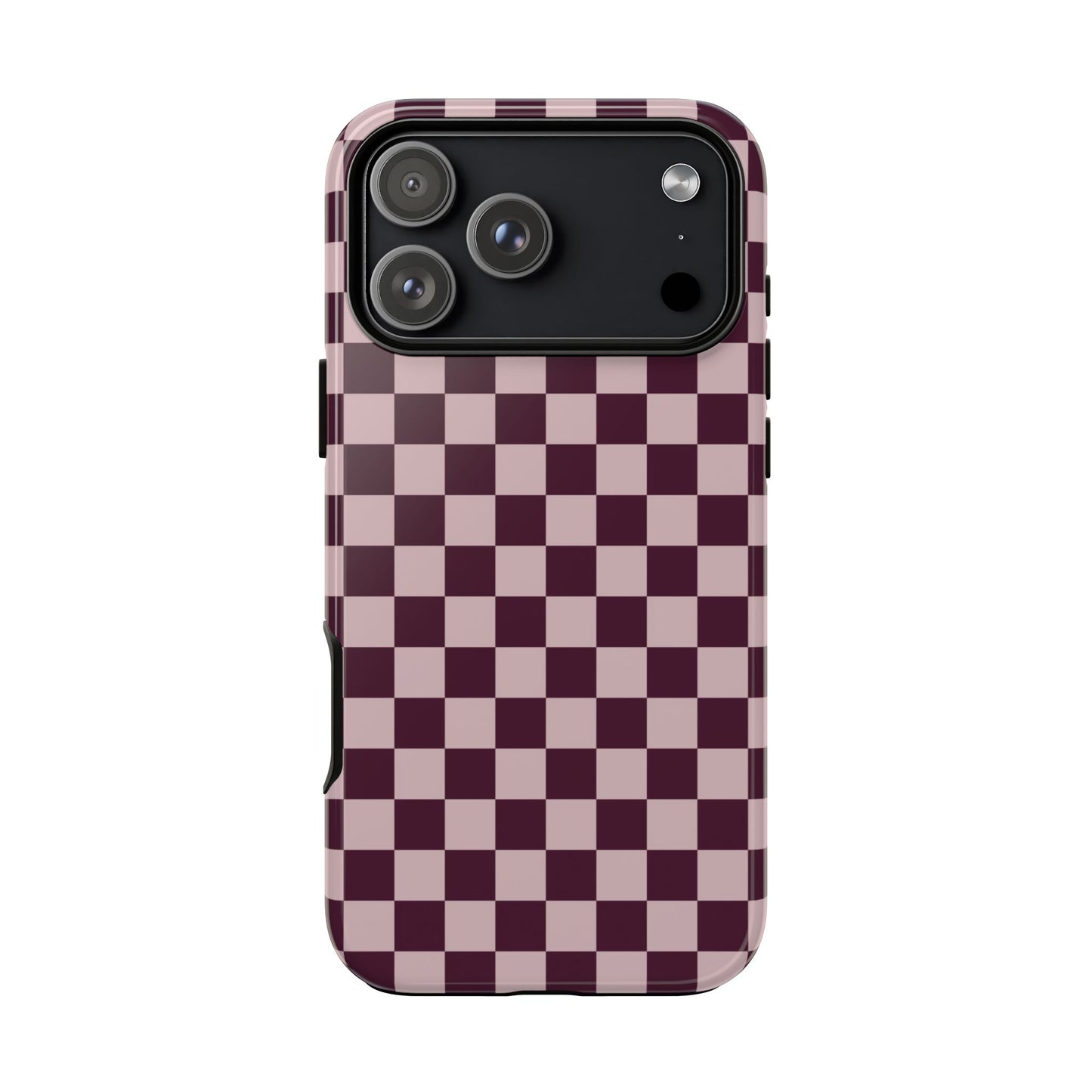 Burgundy & Pink Checkered Phone Case
