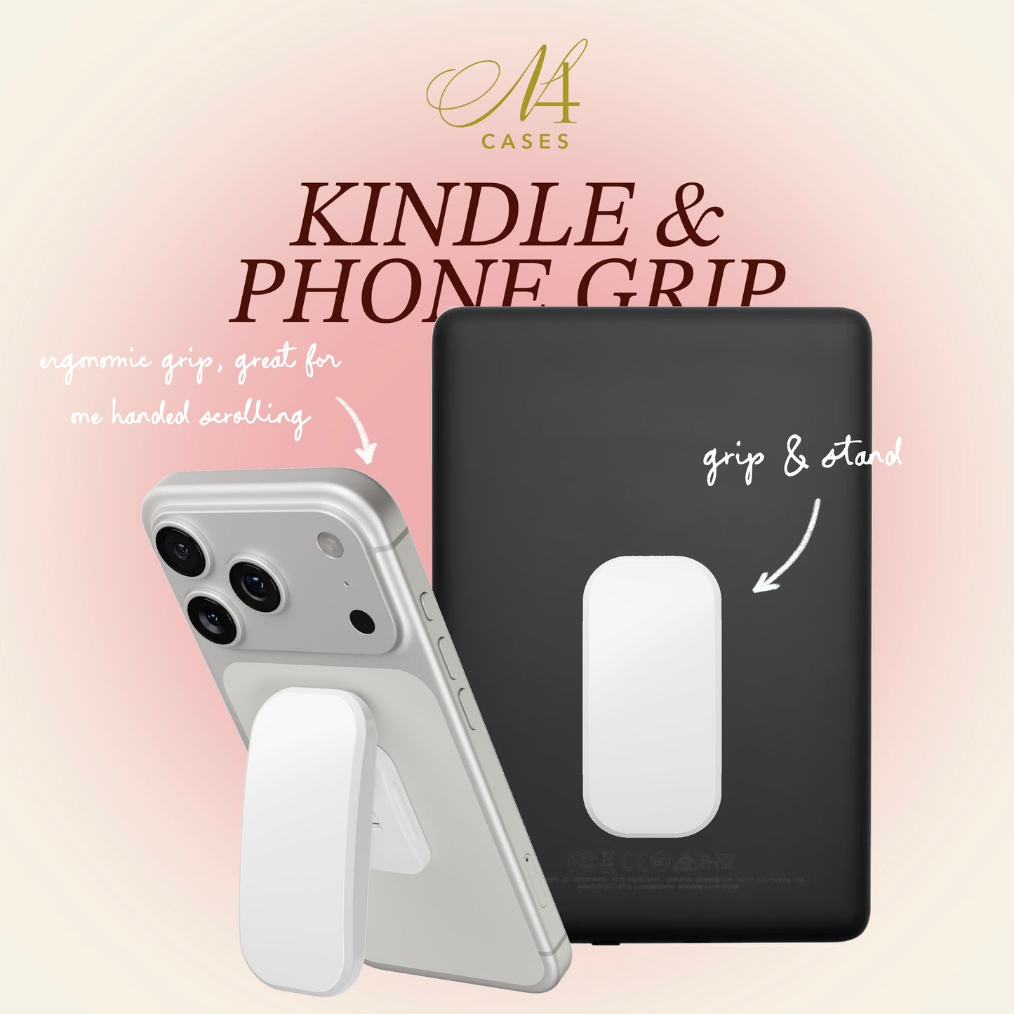 Polka Dot Clickit Phone Stand — Olive Green with Pink Dots