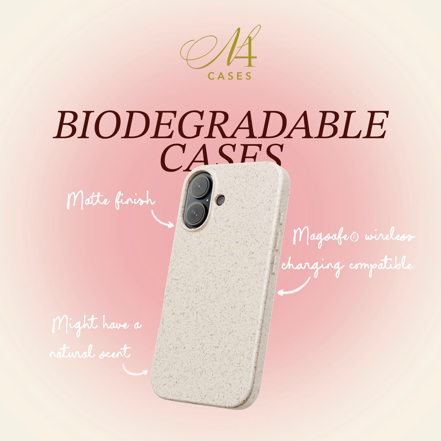 Biodegradable Phone Case — Western Cowgirl Sketches on Natural Speckled Eco Shell