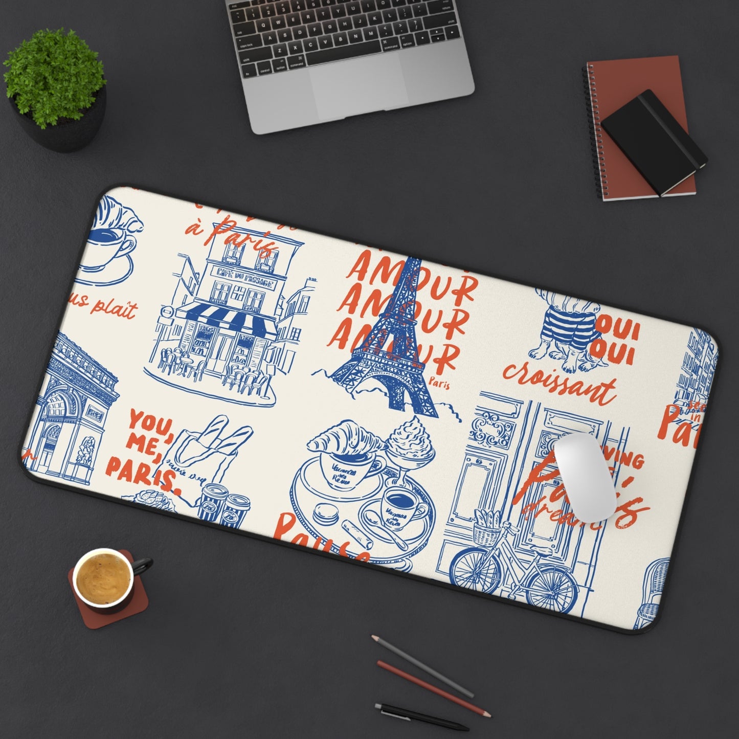 Paris Café Desk Mat — French Bistro Patterned Mouse Pad