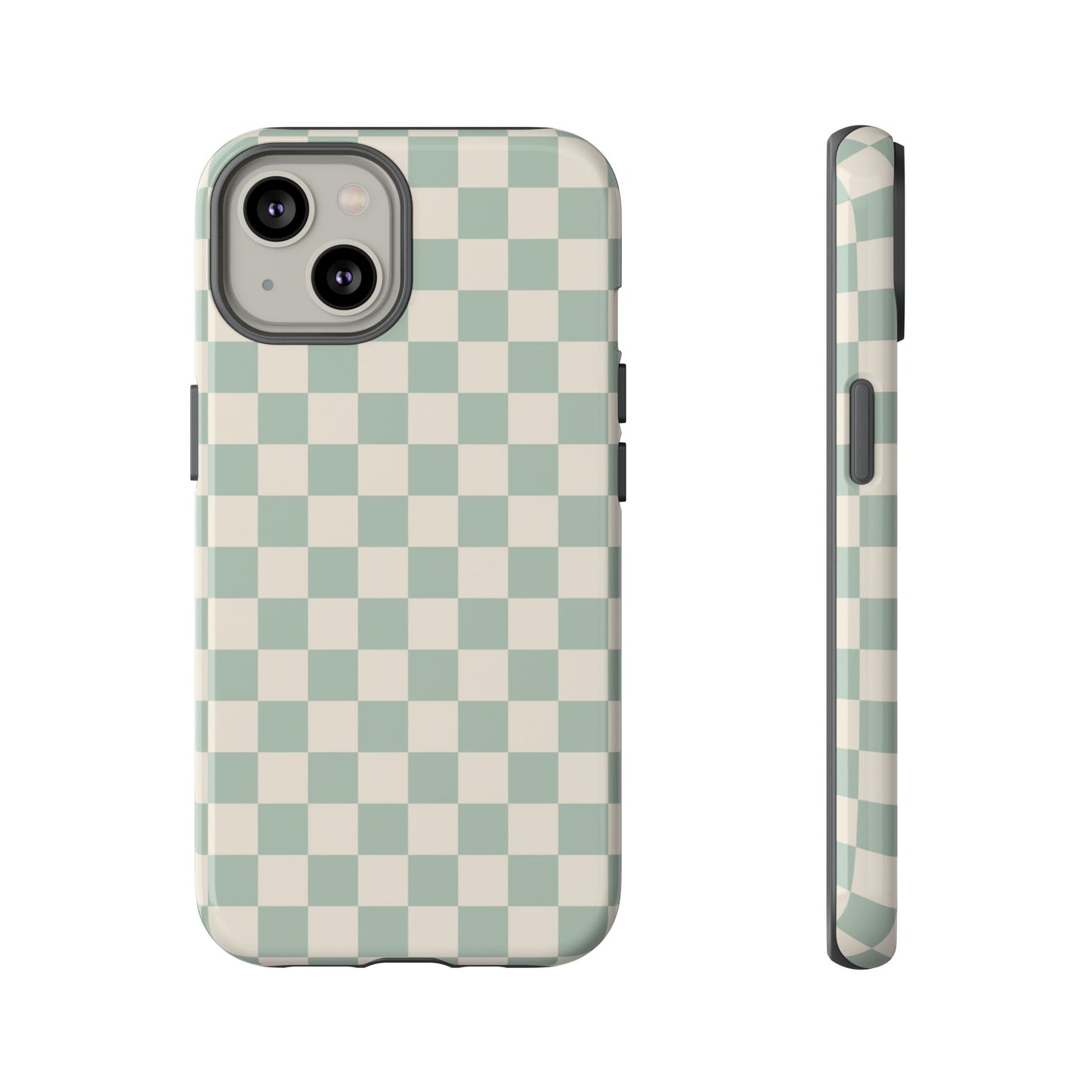 Sage Green & Beige Checkered Phone Case