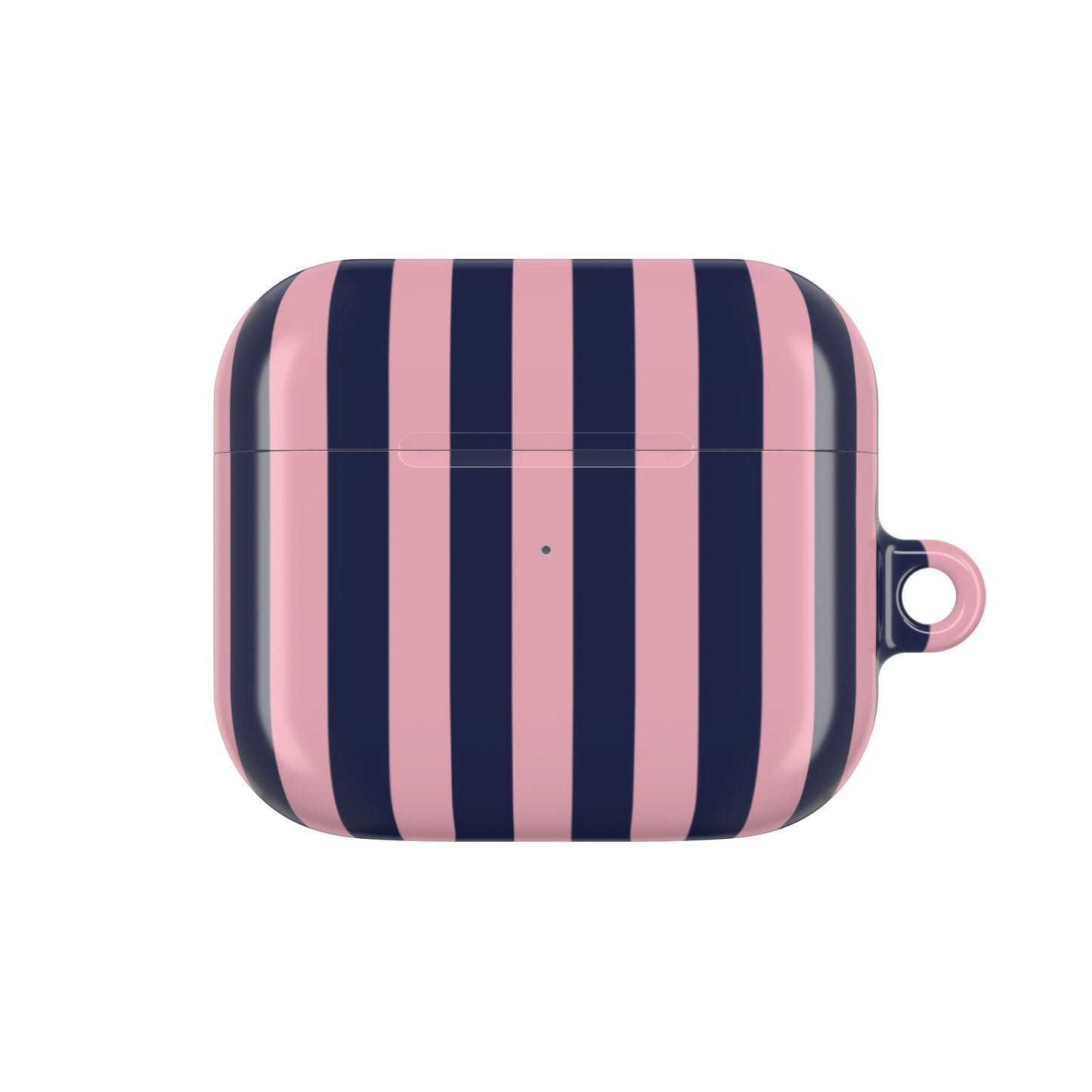 Pink & Navy Striped AirPod Case — Chic Protective Sleeve