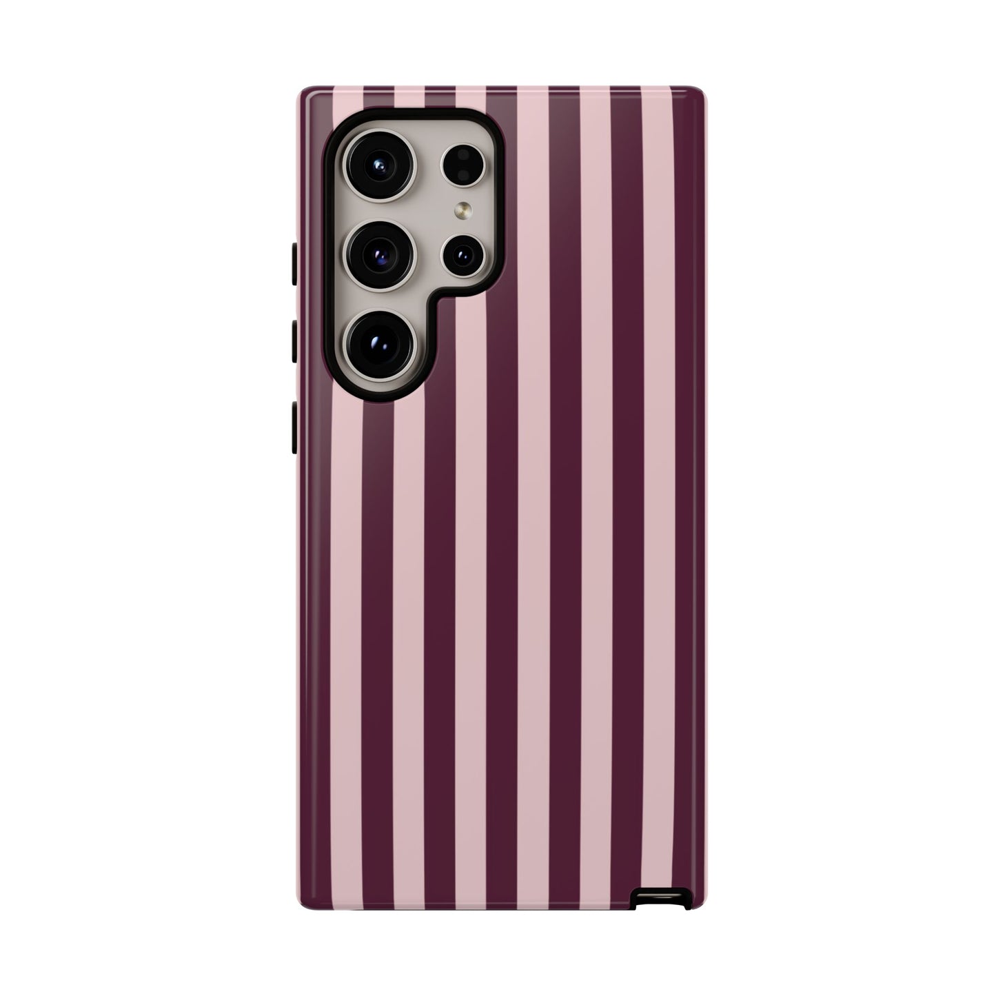 Pink & Burgundy Striped Tough Phone Case