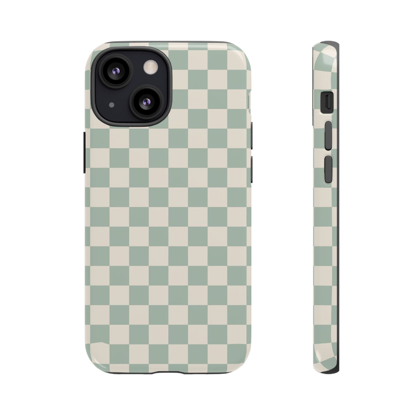 Sage Green & Beige Checkered Phone Case