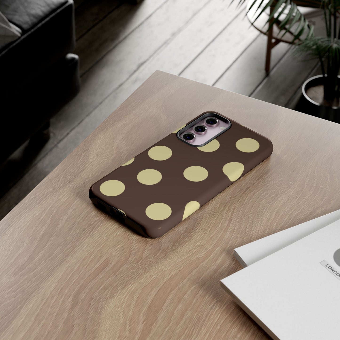 Brown & Butter Yellow Polka Dot Tough Phone Case