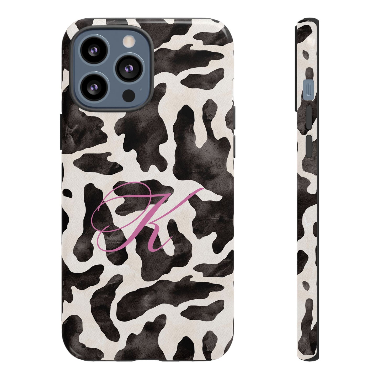 Personalized Monogram Cow Print Tough Phone Case