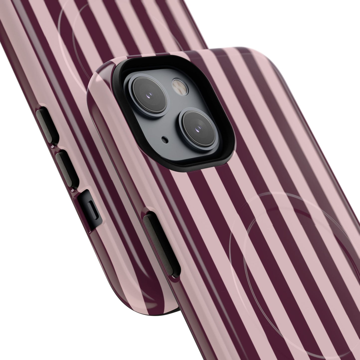 Burgundy & Pink Striped Magnetic Phone Case