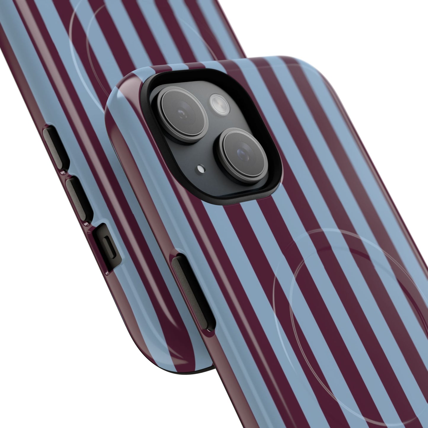 Burgundy & Blue Striped Magnetic Phone Case