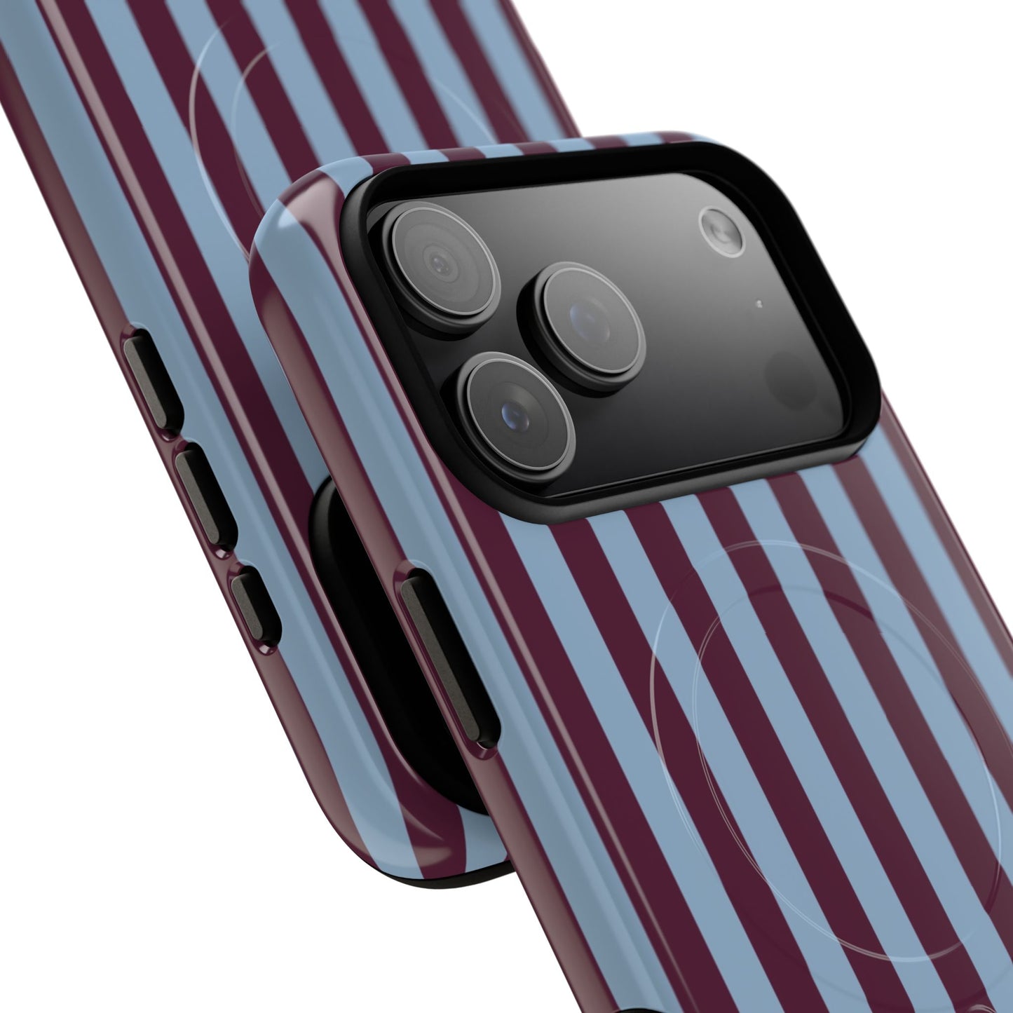 Burgundy & Blue Striped Magnetic Phone Case