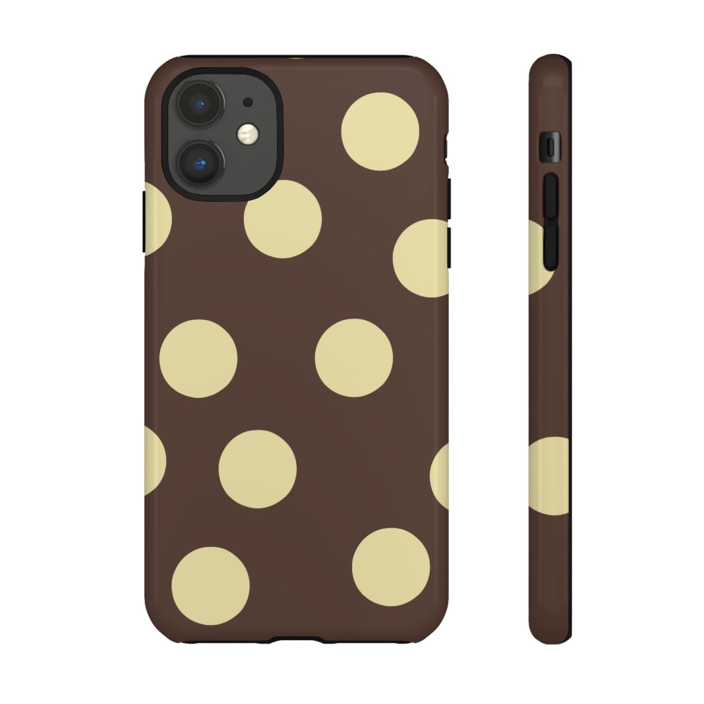 Brown & Butter Yellow Polka Dot Tough Phone Case