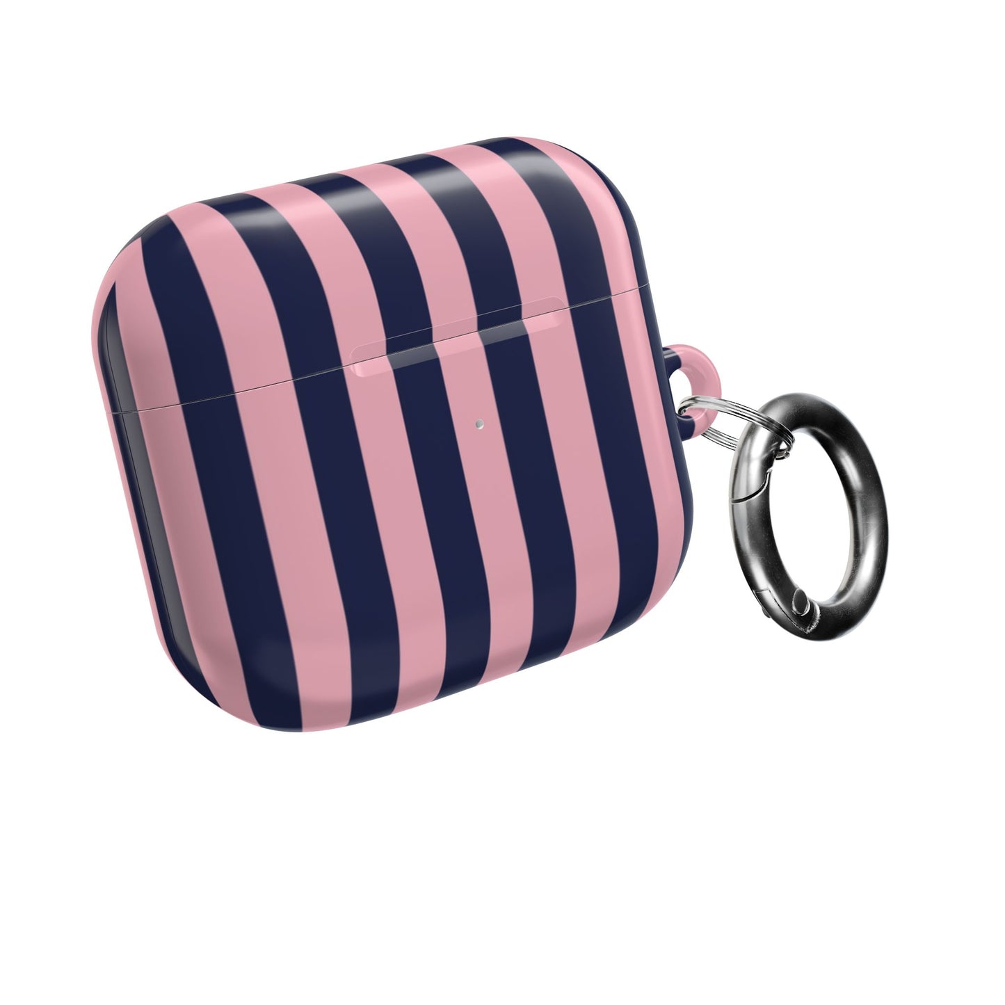 Pink & Navy Striped AirPod Case — Chic Protective Sleeve