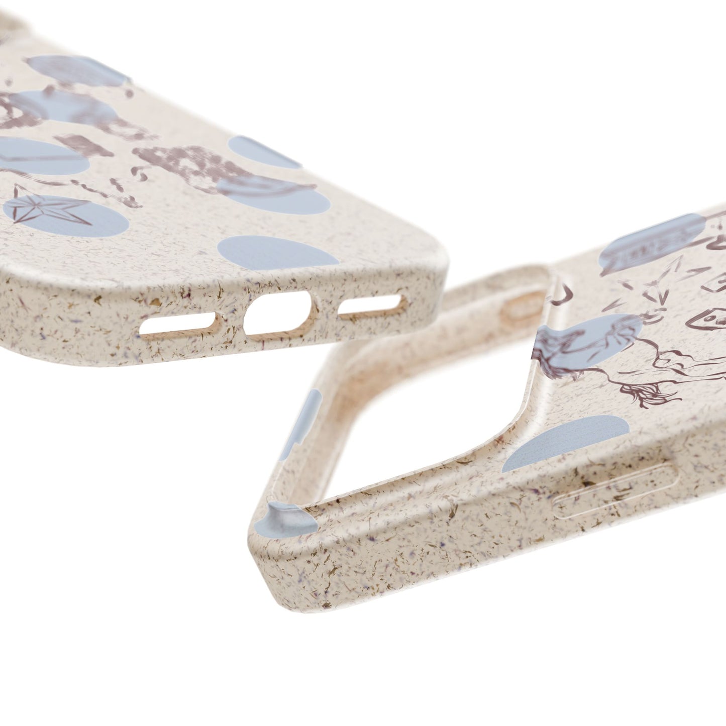 Biodegradable Phone Case — Western Cowgirl Sketches on Natural Speckled Eco Shell