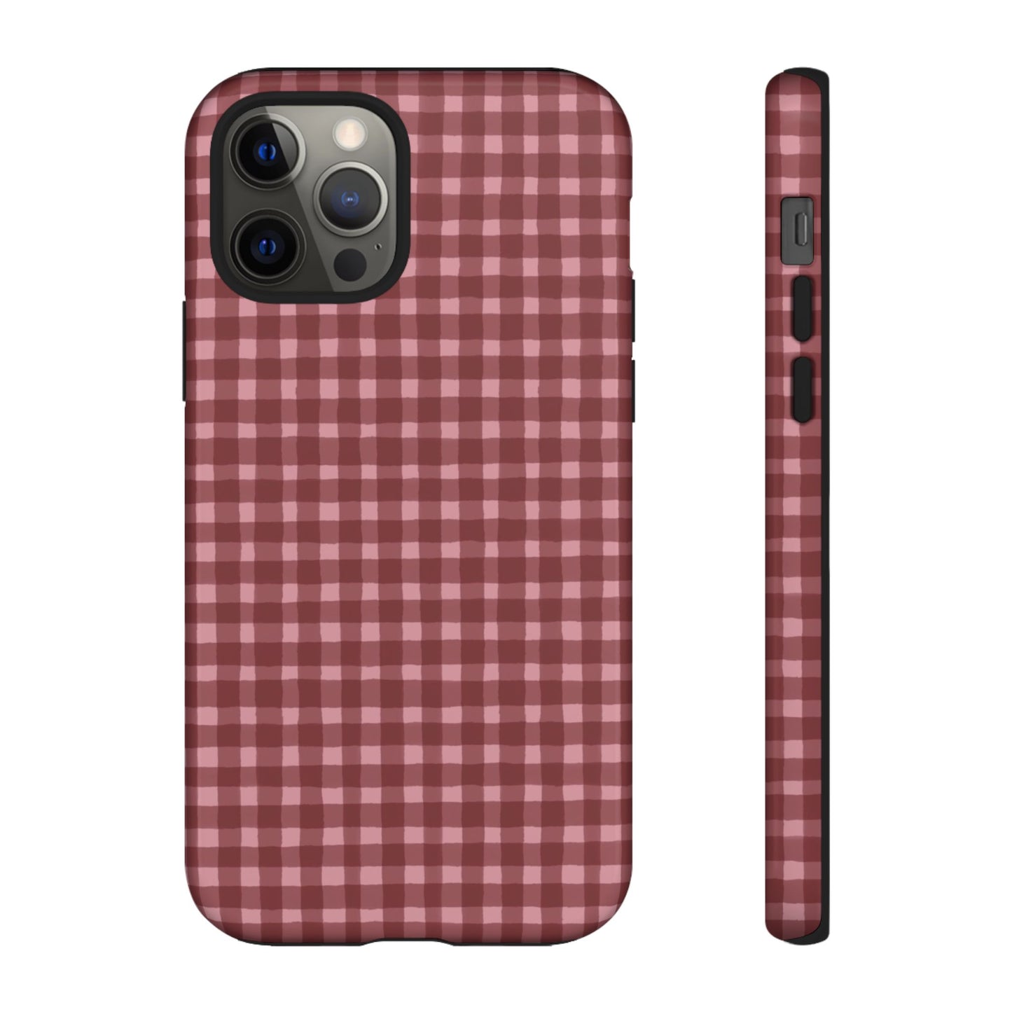 Gingham Burgundy Tough Phone Case