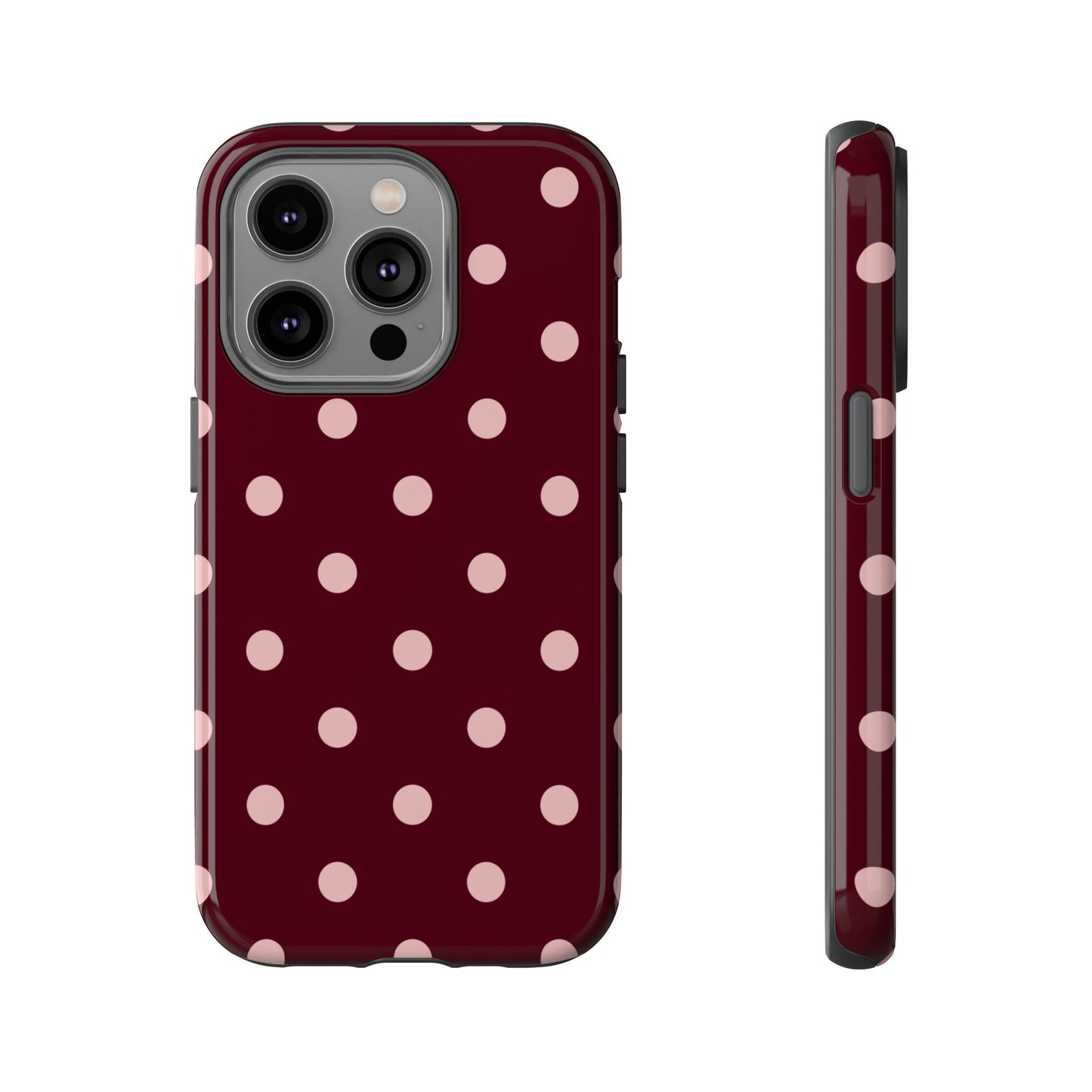 Burgundy & Blush Polka Dot Tough Phone Case
