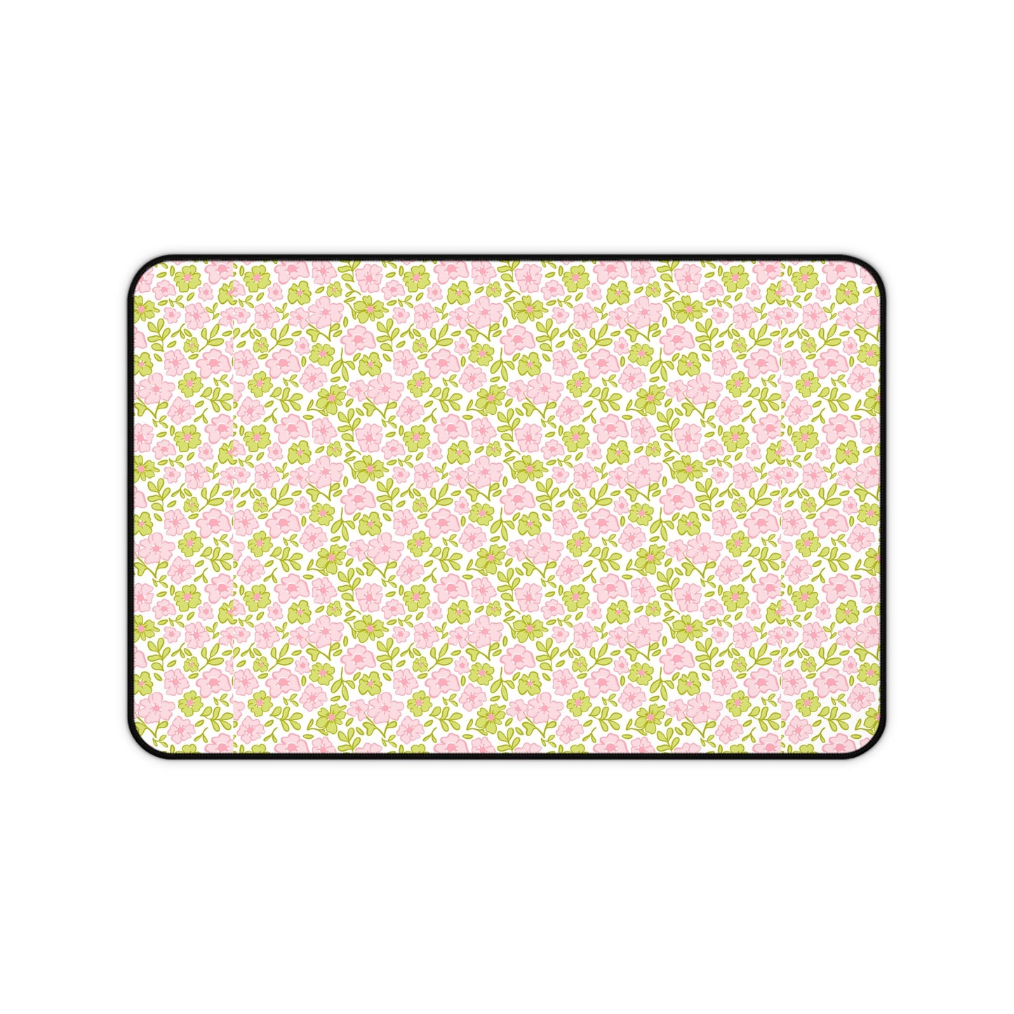 Floral Pastel Desk Mat — Pink & Sage Rose Pattern Mouse Pad