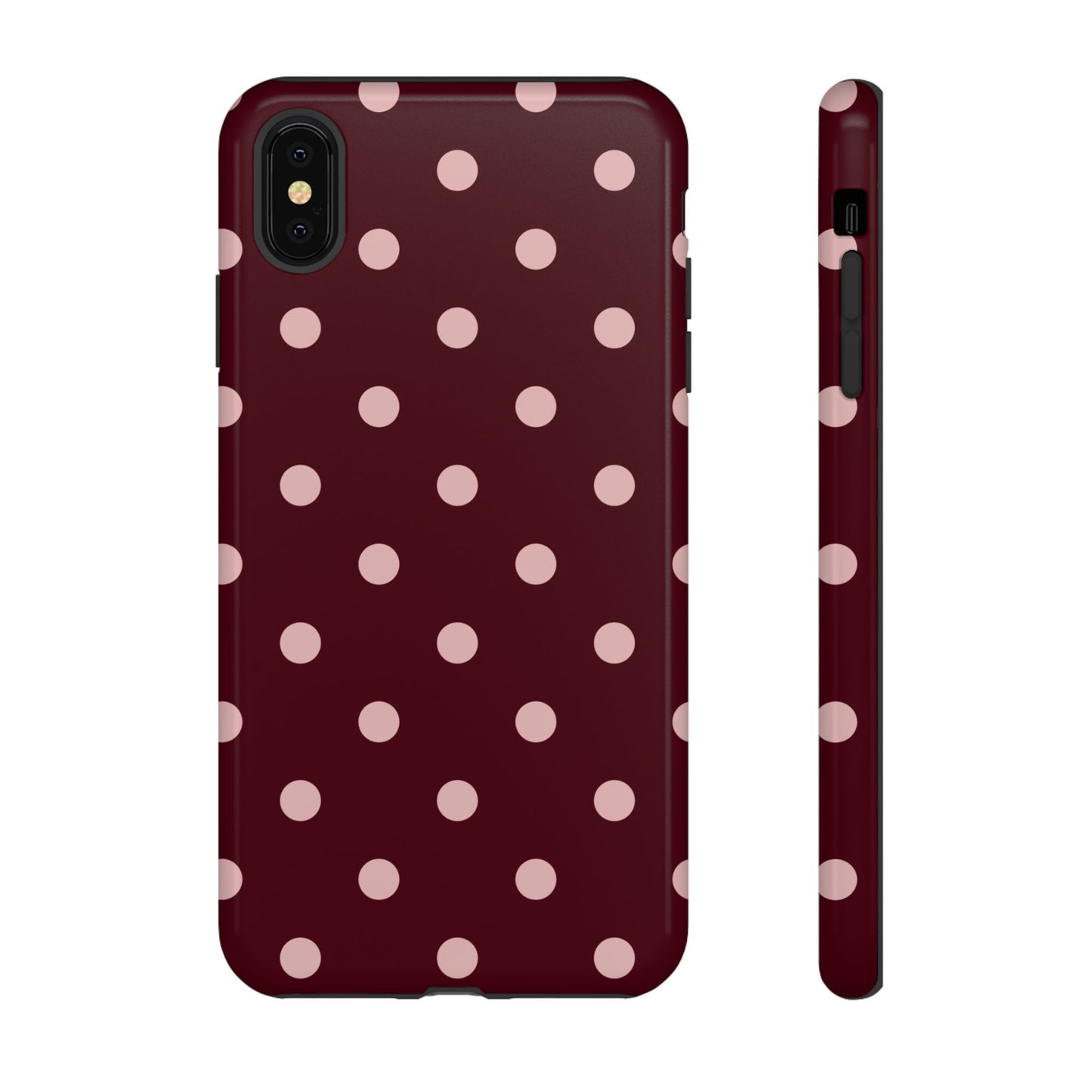Burgundy & Blush Polka Dot Tough Phone Case