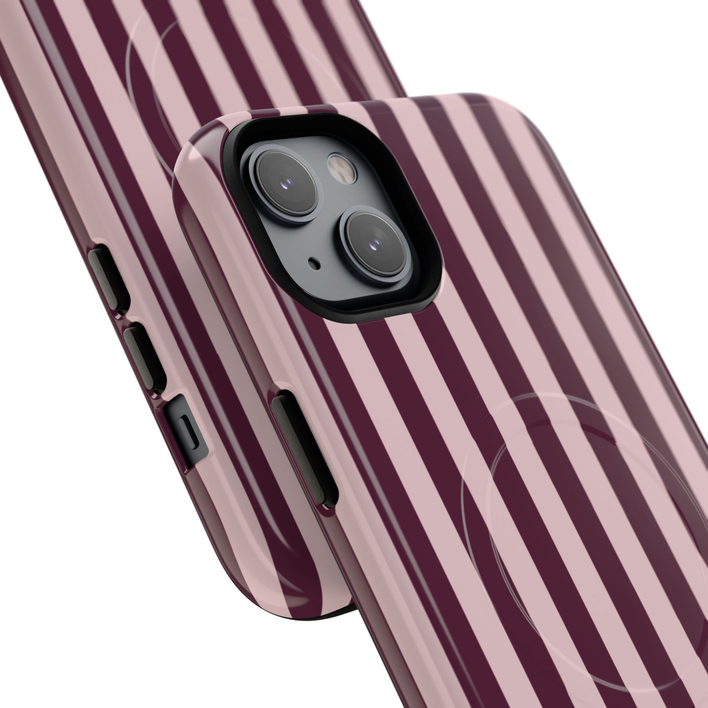 Burgundy & Pink Striped Magnetic Phone Case