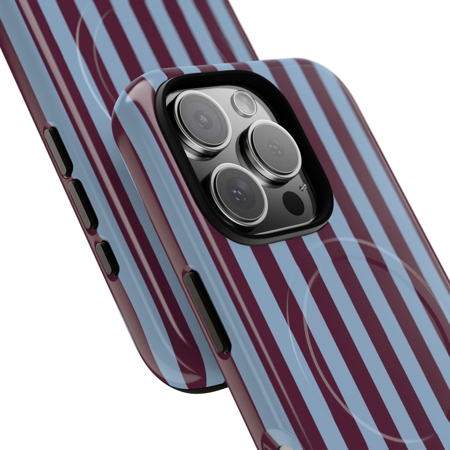 Burgundy & Blue Striped Magnetic Phone Case