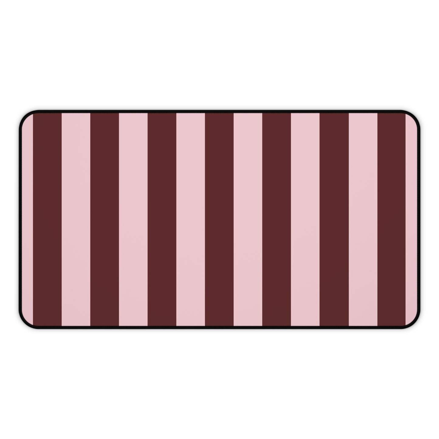 Striped Pink & Burgundy Desk Mat — Large Matte Mousepad for Office & Gaming