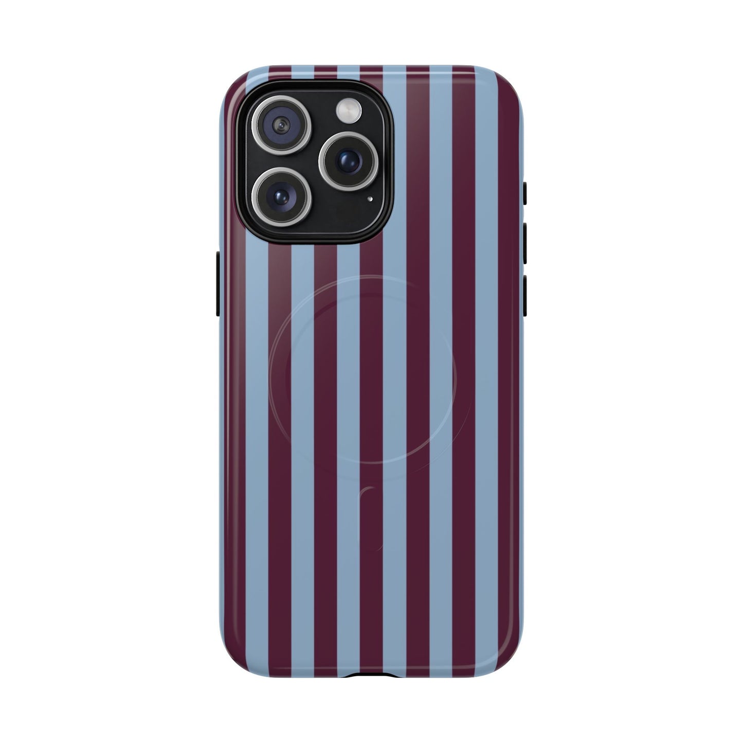 Burgundy & Blue Striped Magnetic Phone Case