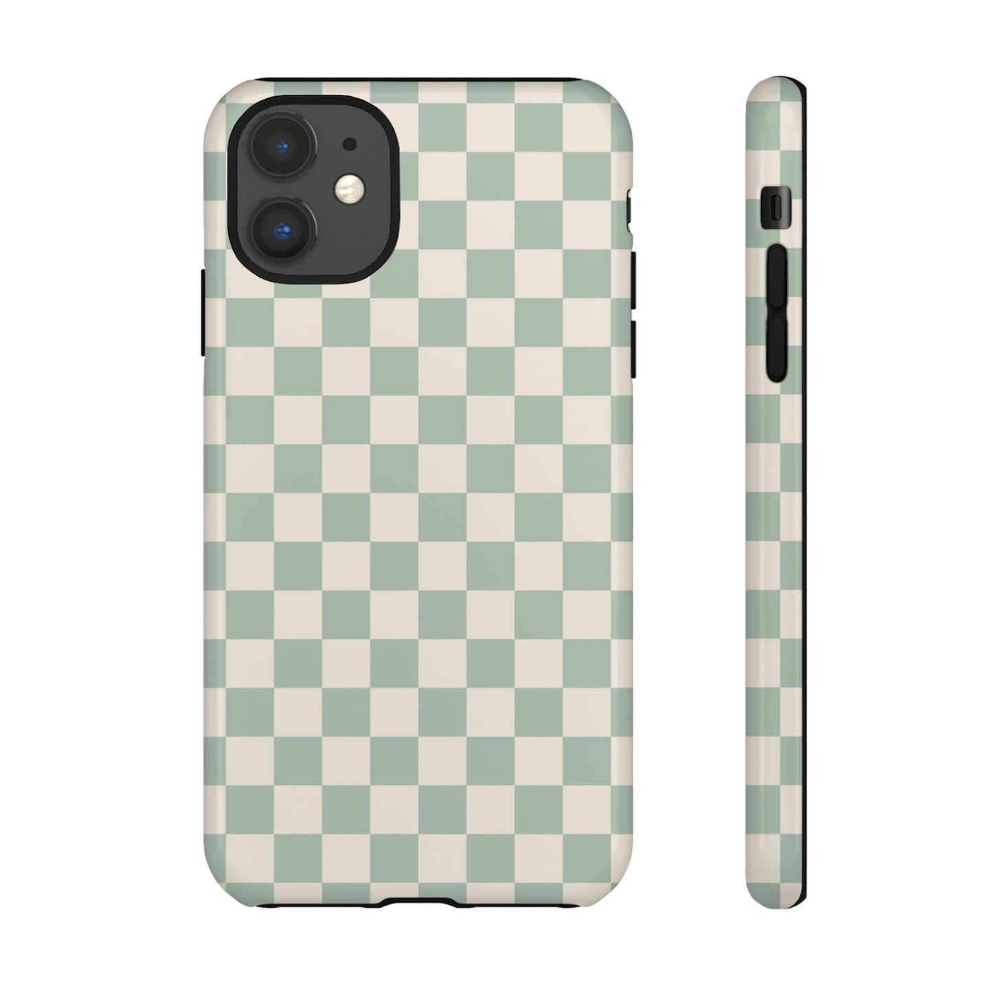 Sage Green & Beige Checkered Phone Case