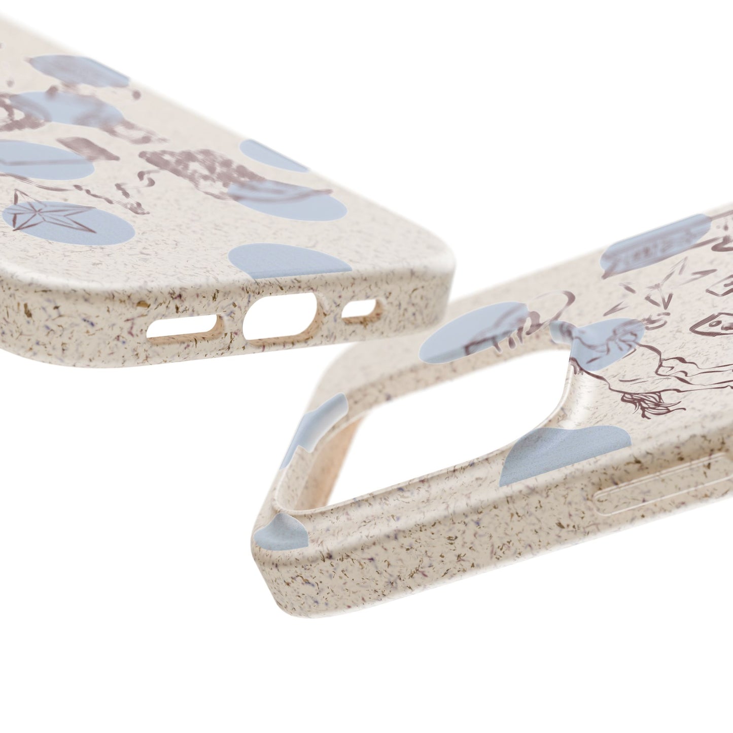 Biodegradable Phone Case — Western Cowgirl Sketches on Natural Speckled Eco Shell