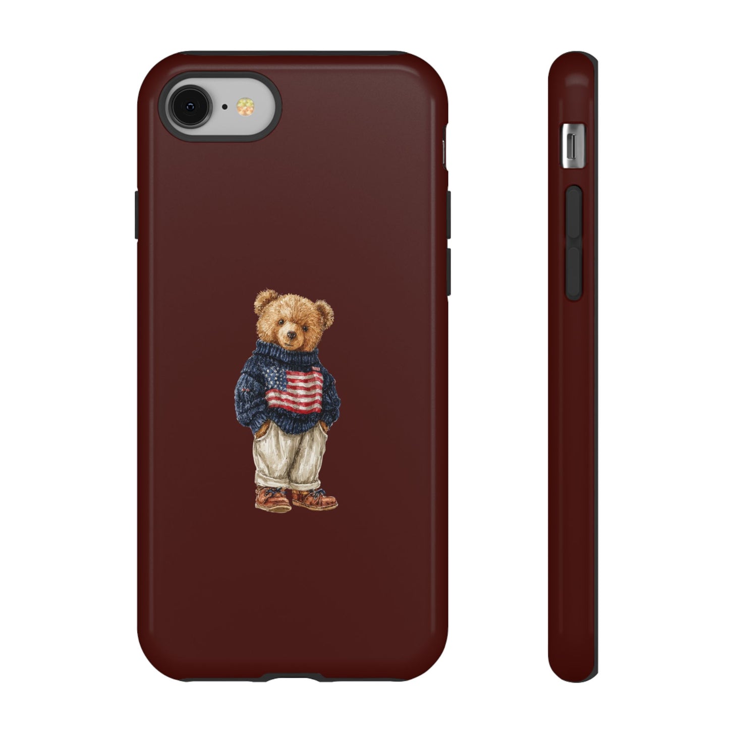 Teddy Bear in American Flag Sweater Tough Phone Case