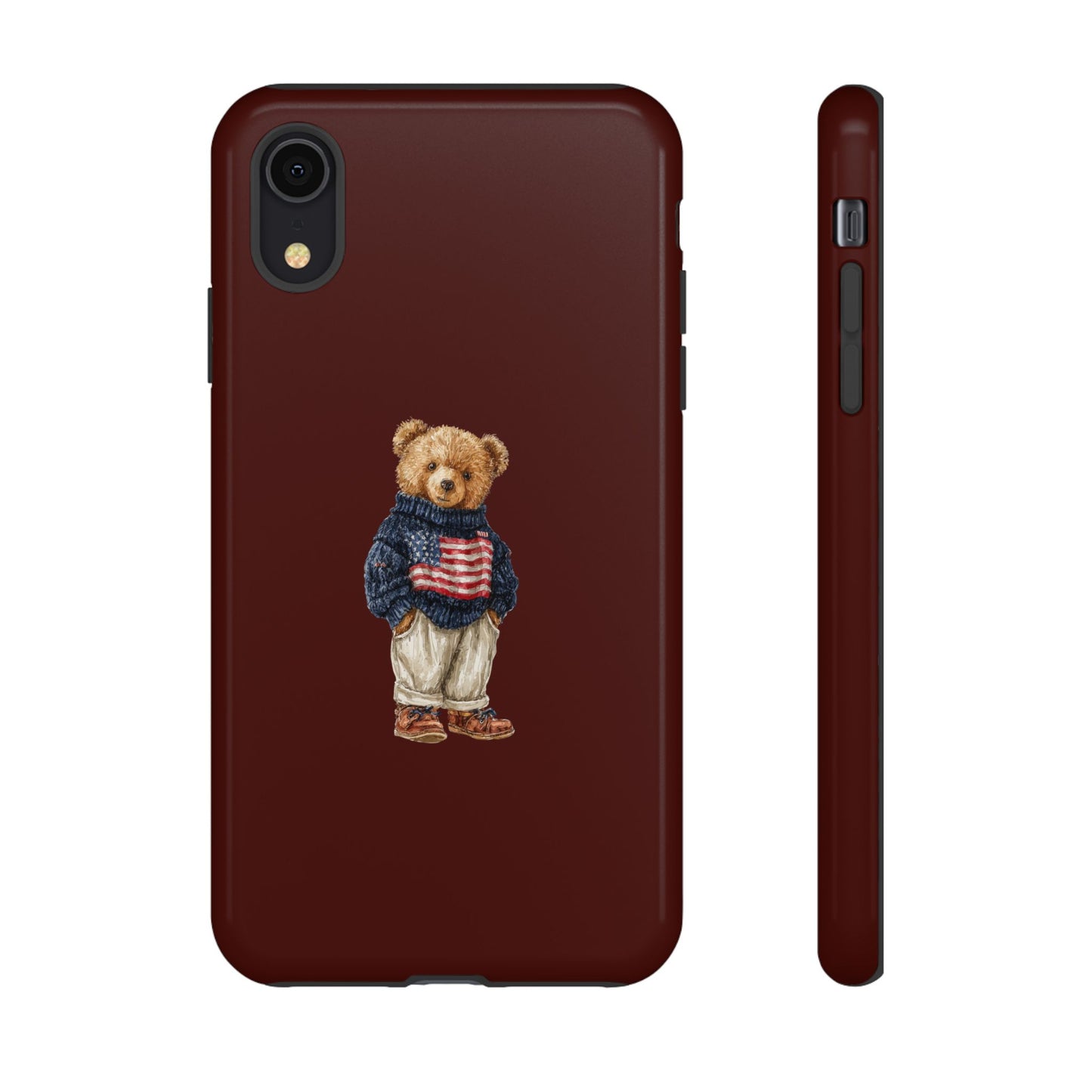 Teddy Bear in American Flag Sweater Tough Phone Case