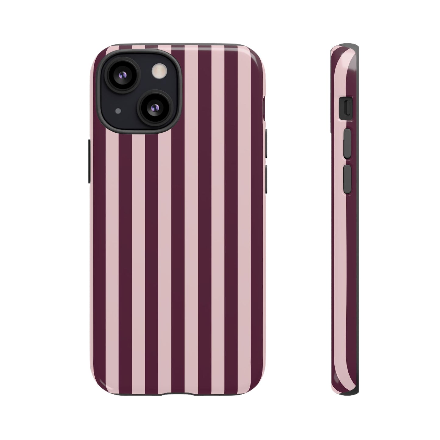 Pink & Burgundy Striped Tough Phone Case