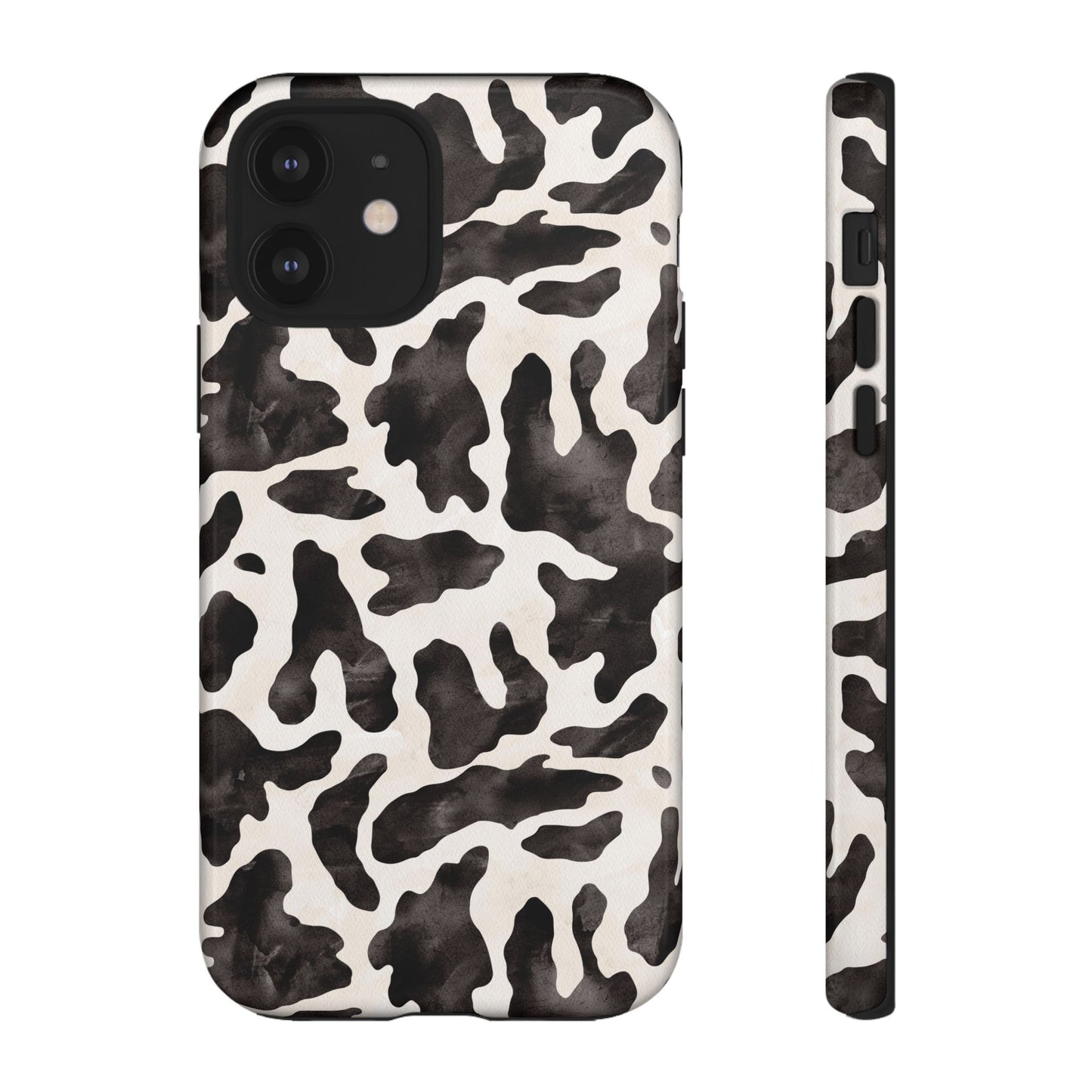 Black & White Cow Print Phone Case — Stylish Protective Tough Case