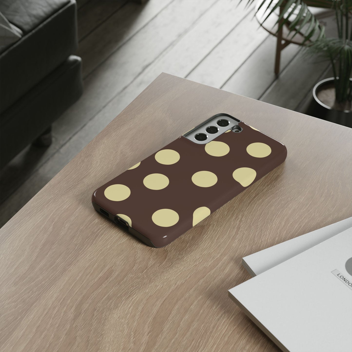 Brown & Butter Yellow Polka Dot Tough Phone Case