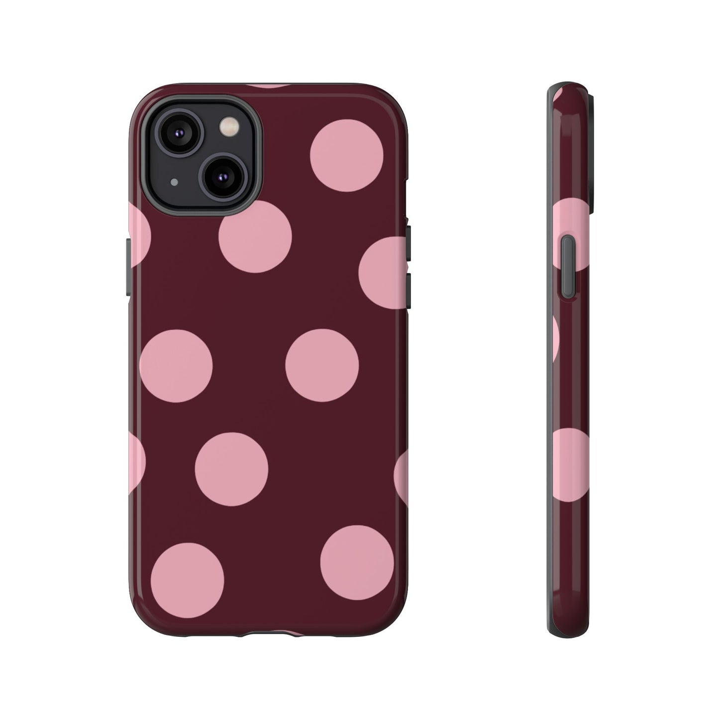 Burgundy & Pink Polka Dot Tough Phone Case