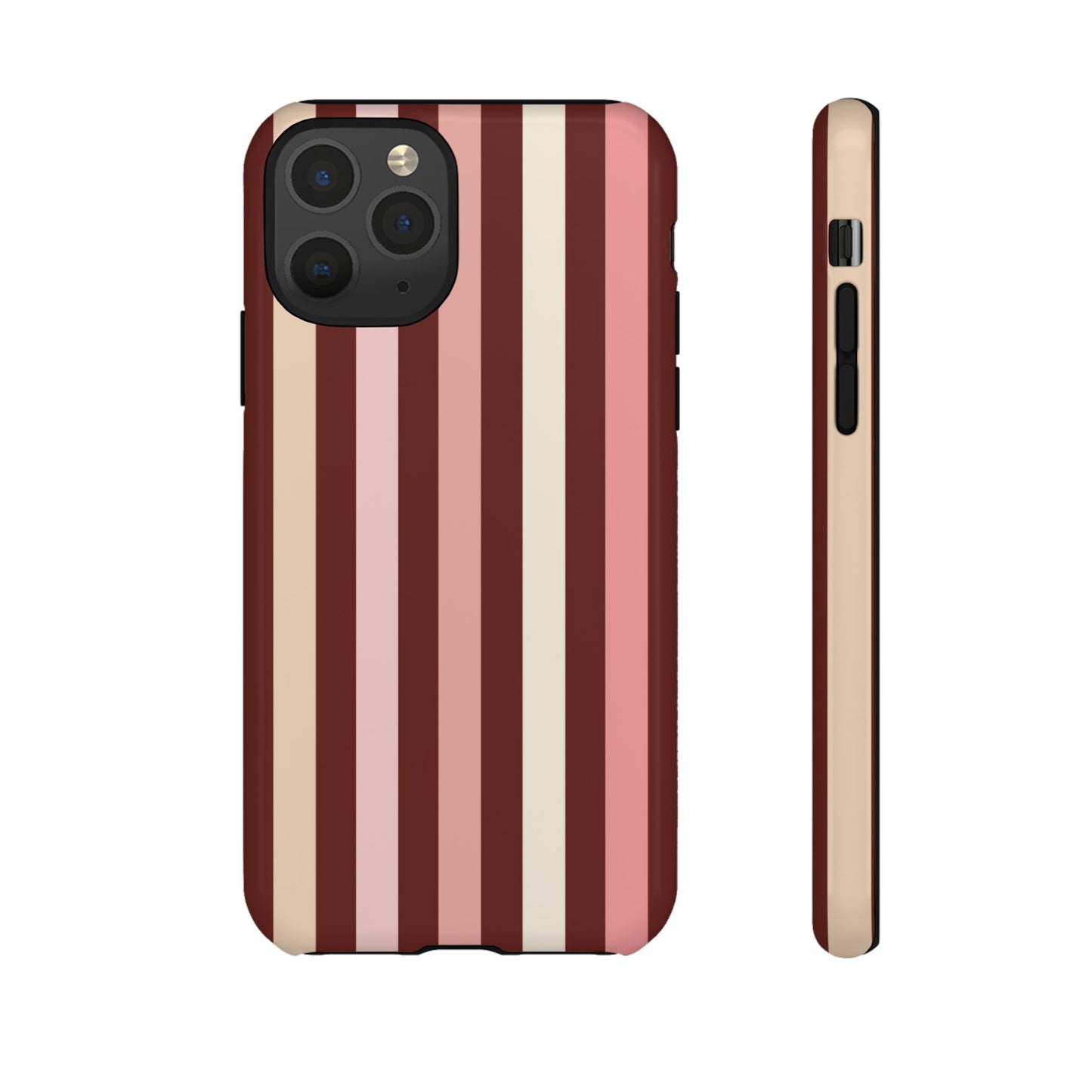 Burgundy Striped Tough Phone Case