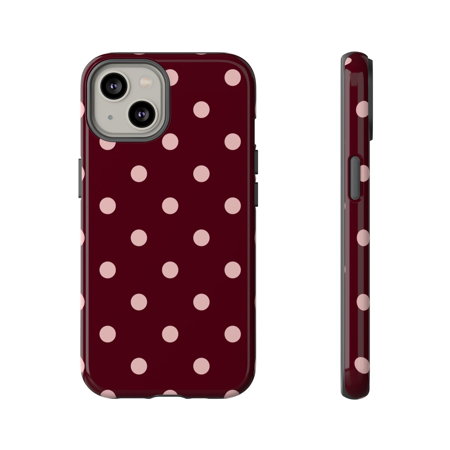 Burgundy & Blush Polka Dot Tough Phone Case