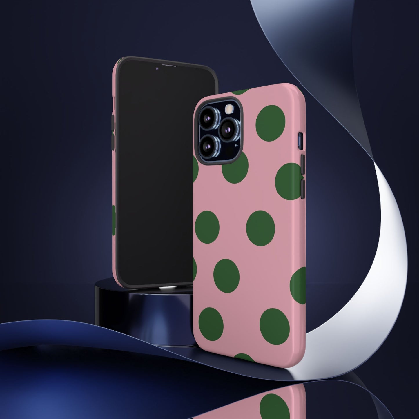 Pink & Green Polka Dot Tough Phone Case
