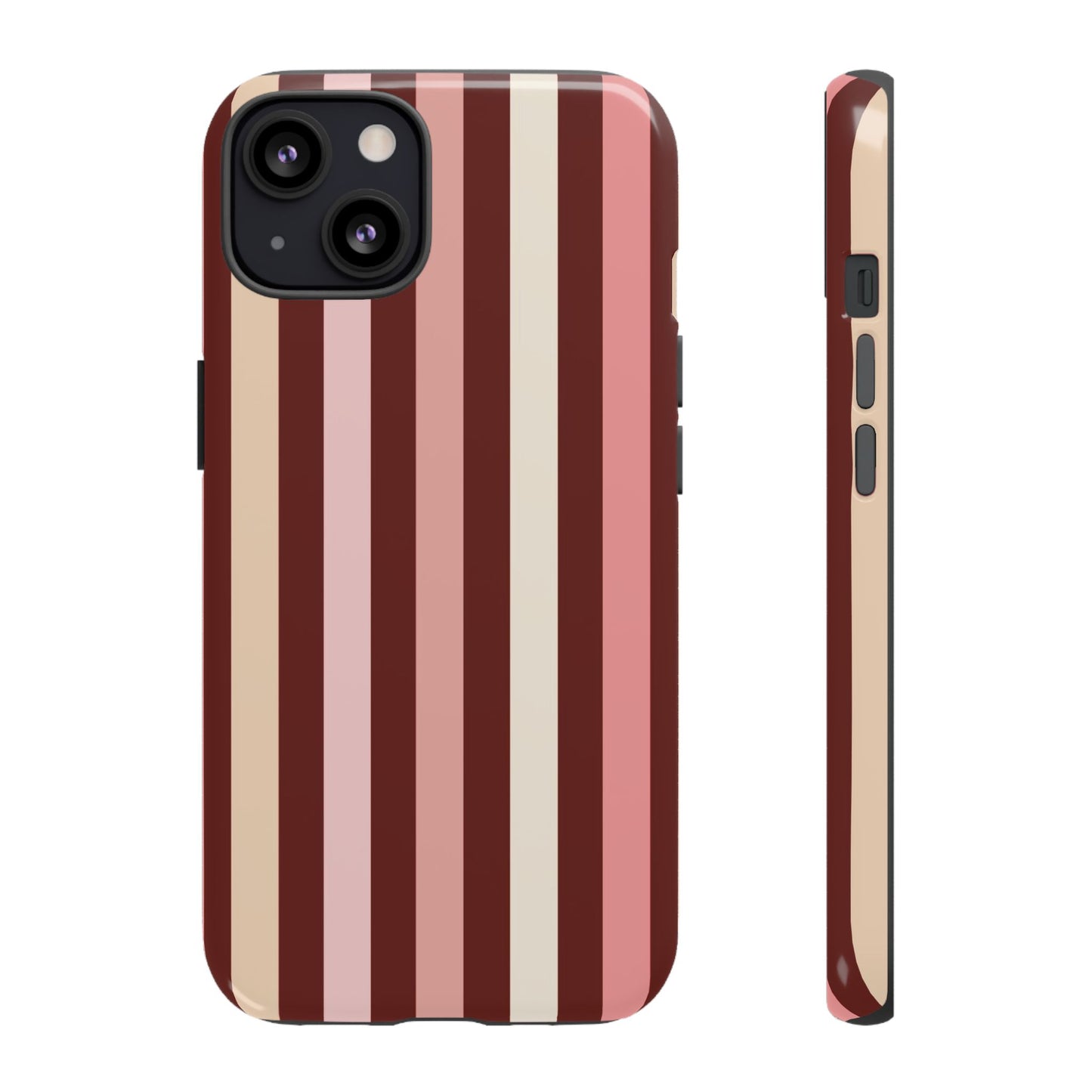 Burgundy Striped Tough Phone Case