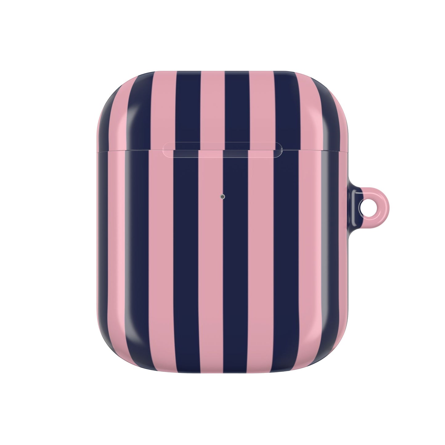 Pink & Navy Striped AirPod Case — Chic Protective Sleeve