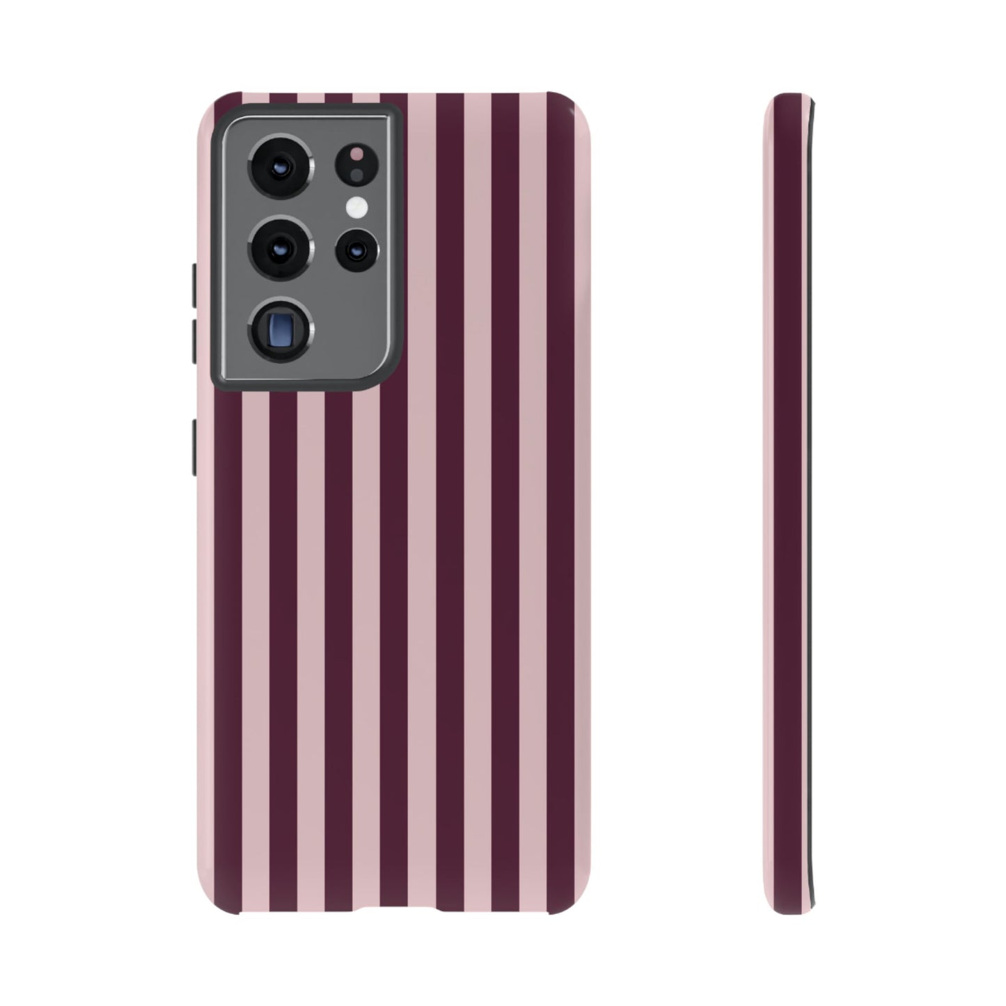 Pink & Burgundy Striped Tough Phone Case