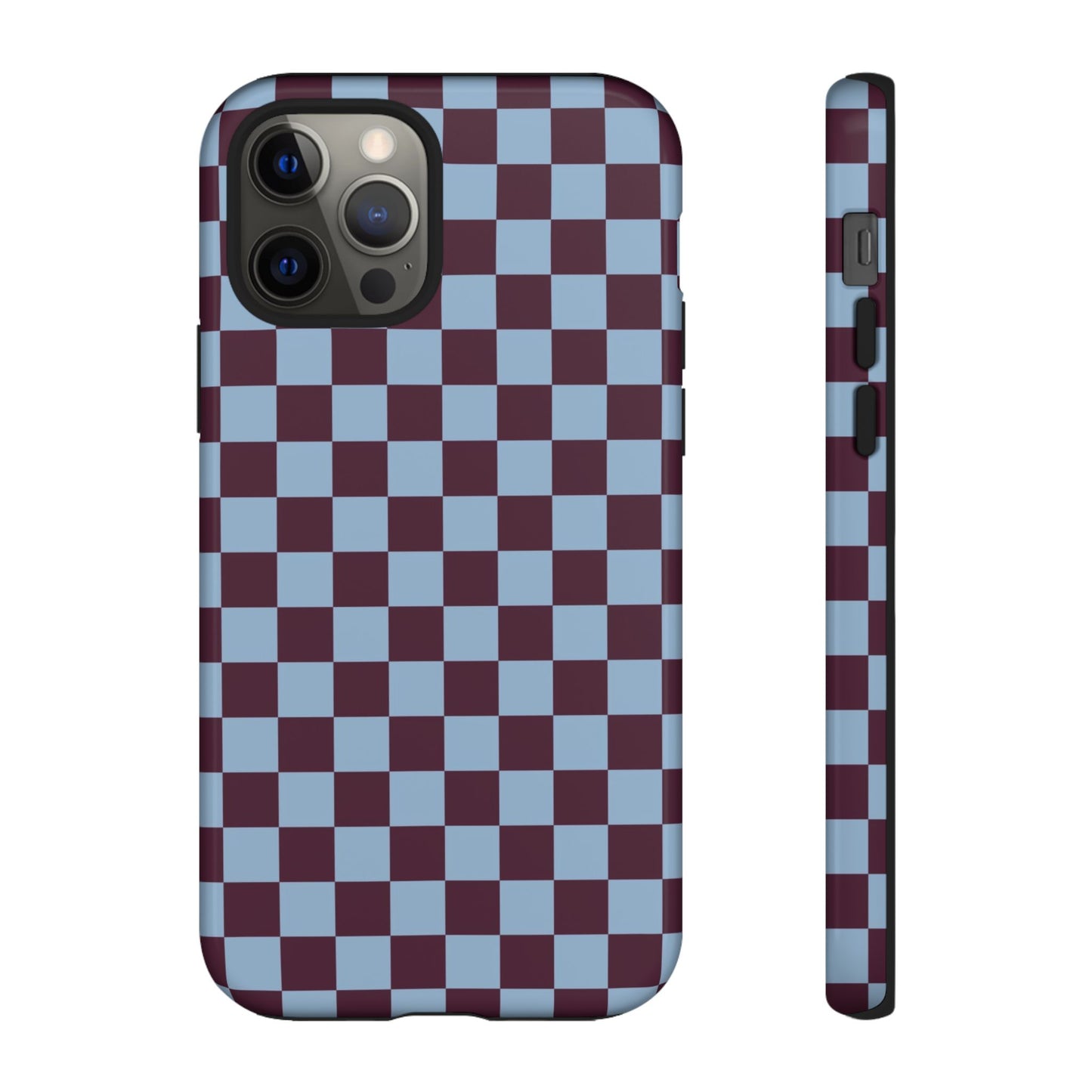 Blue & Burgundy Checkered Phone Case