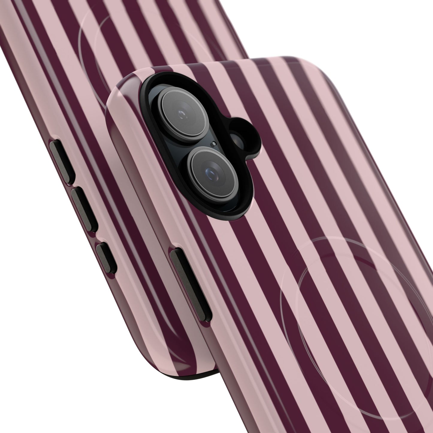 Burgundy & Pink Striped Magnetic Phone Case