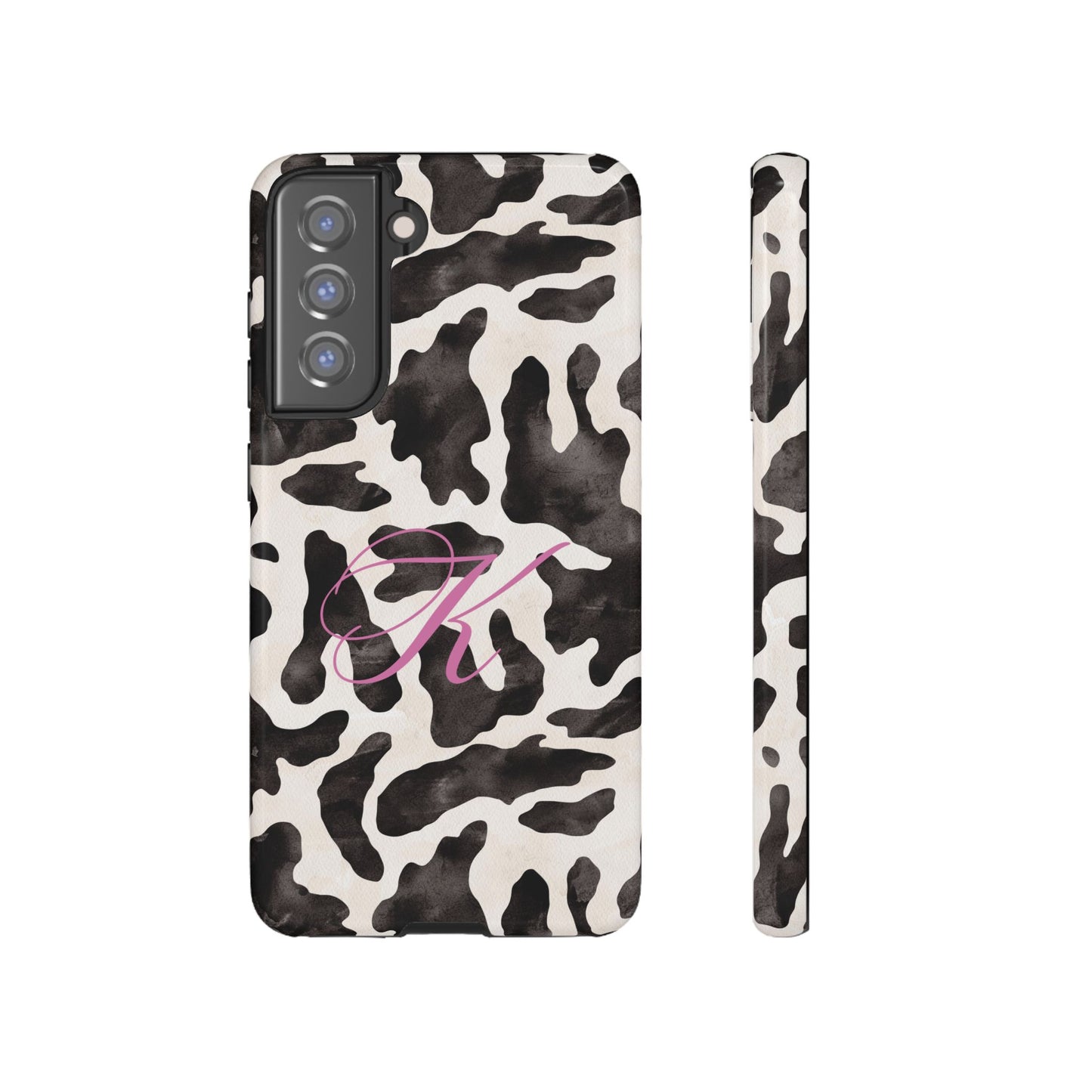 Personalized Monogram Cow Print Tough Phone Case