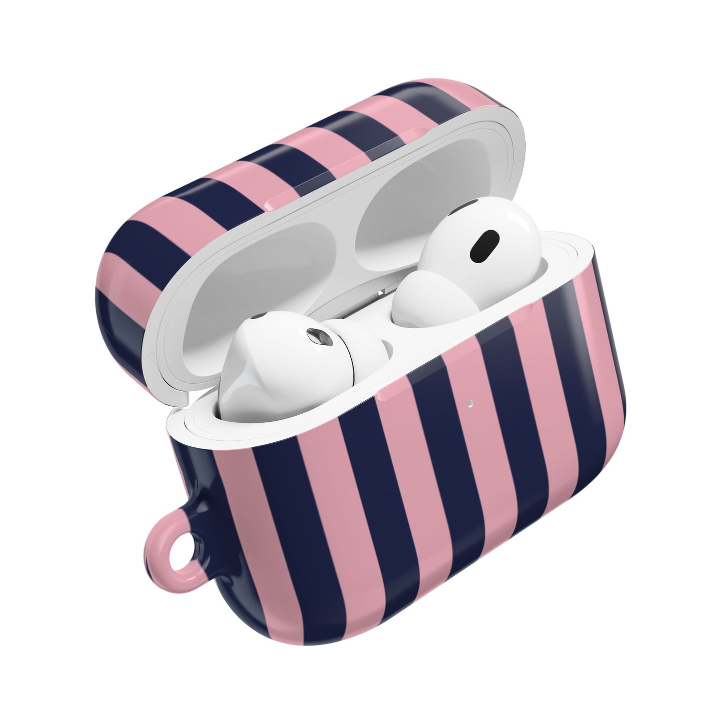 Pink & Navy Striped AirPod Case — Chic Protective Sleeve
