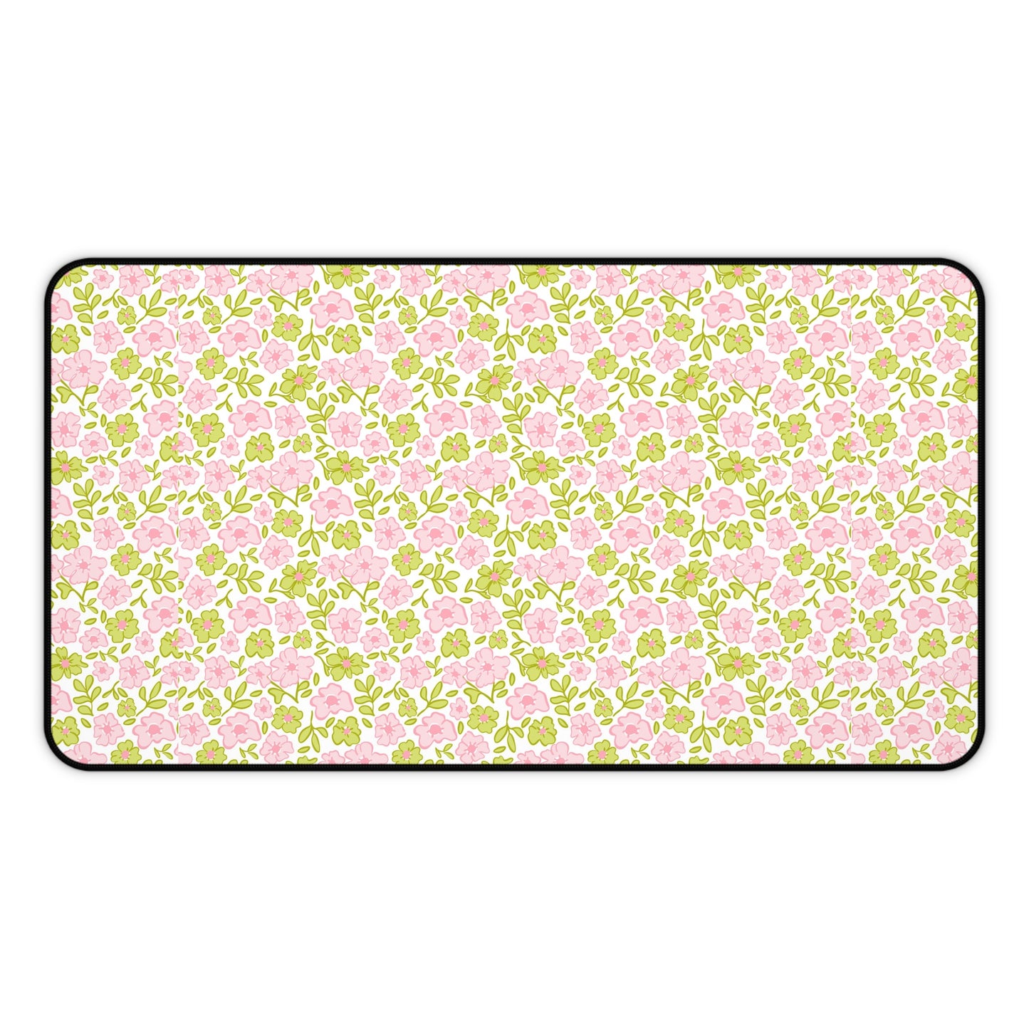 Floral Pastel Desk Mat — Pink & Sage Rose Pattern Mouse Pad
