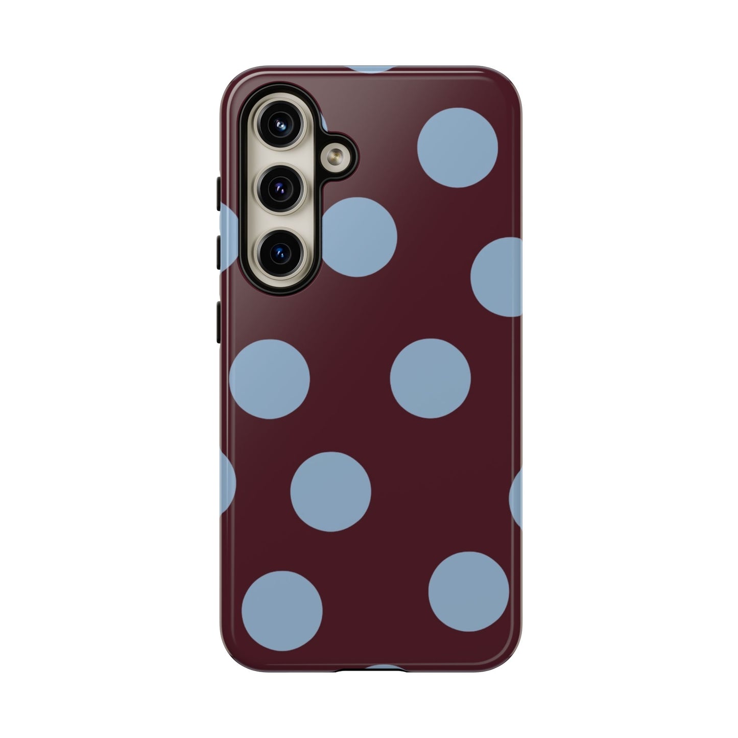 Polka Dot Phone Case — Maroon & Sky Blue Tough Protective Cover