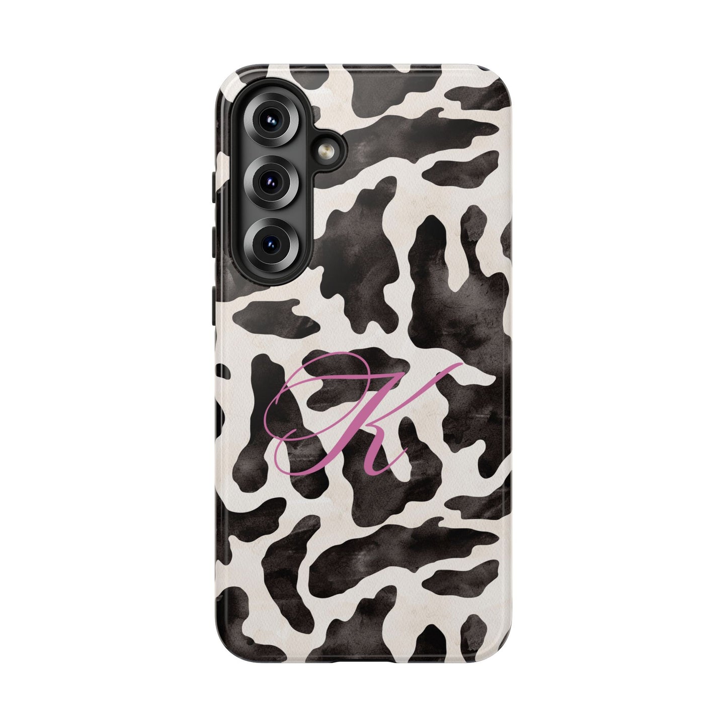 Personalized Monogram Cow Print Tough Phone Case
