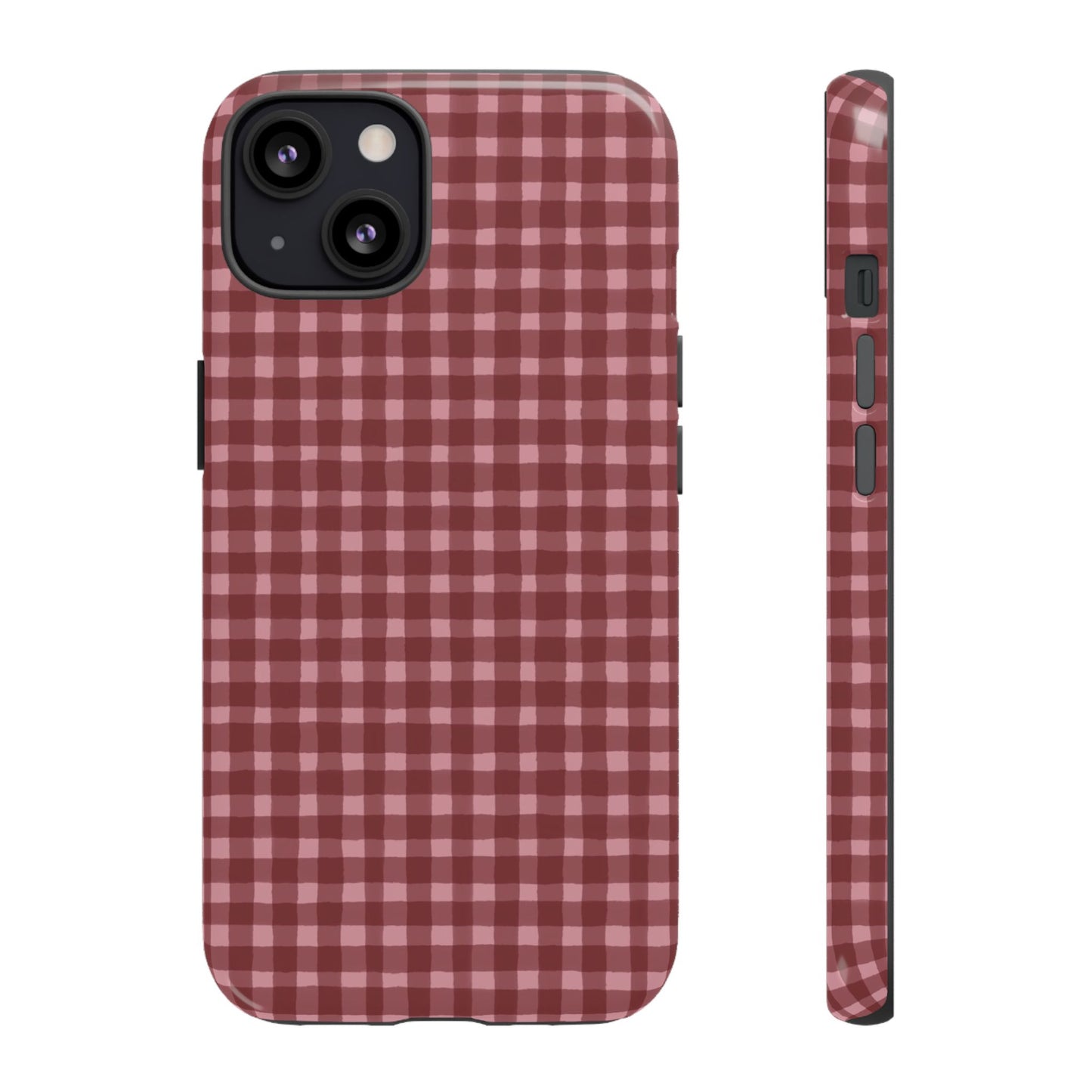 Gingham Burgundy Tough Phone Case