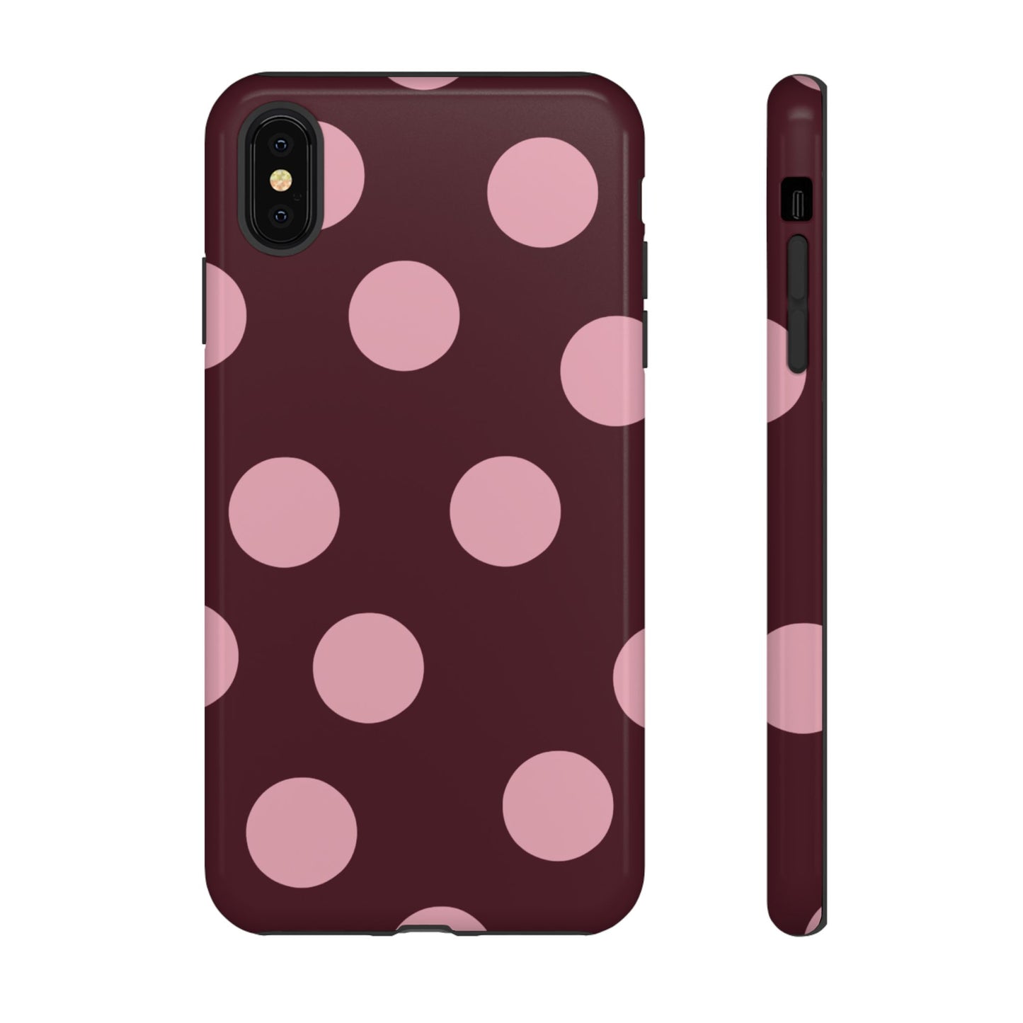 Burgundy & Pink Polka Dot Tough Phone Case