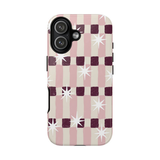 Pink Retro Starburst Tough Phone Case